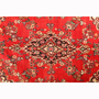 Hamadan Persian Rug 10x6 ft - Semi Antique Shah Abbasi, Medallion (Toranj) Red, Cream, Navy Blue Hand Knotted | pile detail | SKU 111131