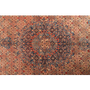 Birjand Persian Rug 10x6 ft - Semi Antique Medallion Toranj, Herati Mahi Brick Red, Cream, Navy Blue Hand Knotted | pile detail | SKU 111132