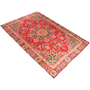 Moud Persian Rug 9x6 ft - Semi Antique Shah Abbasi, Medallion (Toranj) Red, Navy Blue, Cream Hand Knotted | texture detail | SKU 111133