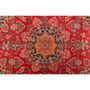 Moud Persian Rug 9x6 ft - Semi Antique Shah Abbasi, Medallion (Toranj) Red, Navy Blue, Cream Hand Knotted | pile detail | SKU 111133