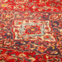 Ardekan Persian Rug 9x6 ft - Semi Antique Medallion (Toranj), Shah Abbasi Red, Cream, Navy Blue Hand Knotted | back view | SKU 111134