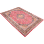Kashmar Persian Rug 12'10" x 9'8" - Semi Antique Afshan Crimson, Ivory Hand Knotted | texture detail | SKU 111135