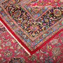 Kashmar Persian Rug 12'10" x 9'8" - Semi Antique Afshan Crimson, Ivory Hand Knotted | corner detail | SKU 111135