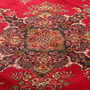 Tabriz Persian Rug 12'2" x 9'3" - Semi Antique Medallion Red, Cream Hand Knotted | back view | SKU 111136