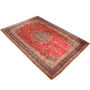 Mashad Persian Rug 12'8" x 9'5" - Semi Antique Medallion Crimson, Ultramarine Hand Knotted | texture detail | SKU 111138