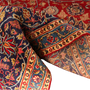 Mashad Persian Rug 12x9 ft - Semi Antique Medallion Crimson, Ultramarine Hand Knotted | detail view | SKU 111138