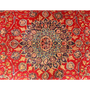 Mashad Persian Rug 12x9 ft - Semi Antique Medallion Crimson, Ultramarine Hand Knotted | pile detail | SKU 111138