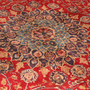 Mashad Persian Rug 12x9 ft - Semi Antique Medallion Crimson, Ultramarine Hand Knotted | back view | SKU 111138