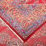 Sabzevar Persian Rug 13x9 ft - Semi Antique Medallion (Toranj), Shah Abbasi Crimson, Navy Blue, Cream Hand Knotted | corner detail | SKU 111139
