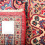 Sabzevar Persian Rug 13'1" x 9'10" - Semi Antique Medallion Crimson, Beige Hand Knotted | full view | SKU 111139