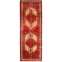 Sarab Persian Rug 10x3 ft - Semi Antique Medallion Camel, Blue Hand Knotted | front view | SKU 111141
