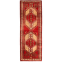 Sarab Persian Rug 10'5" x 3'7" - Semi Antique Medallion Camel, Blue Hand Knotted | front view | SKU 111141