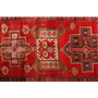 Meshkin Persian Rug 13x4 ft - Semi Antique Geometric Crimson, Green Hand Knotted | pile detail | SKU 111142