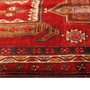 Meshkin Persian Rug 13x4 ft - Semi Antique Geometric, Medallion (Toranj) Madder Red, Cream, Navy Blue Hand Knotted | side view | SKU 111142