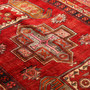 Meshkin Persian Rug 13'3" x 4'0" - Semi Antique Geometric Crimson, Green Hand Knotted | back view | SKU 111142