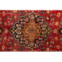 Mashhad Persian Rug 5x3 ft - Semi Antique Shah Abbasi, Medallion (Toranj) Crimson, Navy Blue, Cream Hand Knotted | pile detail | SKU 111143