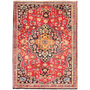 Mashad Persian Rug 5'6" x 3'11" - Semi Antique Medallion Crimson, Ultramarine Hand Knotted | front view | SKU 111143