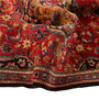 Mashad Persian Rug 5x3 ft - Semi Antique Medallion Crimson, Ultramarine Hand Knotted | detail view | SKU 111143