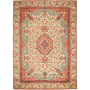 Tabriz Persian Rug 12x9 ft - Semi Antique Medallion Red, Cream Hand Knotted | front view | SKU 111144