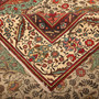 Tabriz Persian Rug 12'12" x 9'2" - Semi Antique Medallion Red, Cream Hand Knotted | corner detail | SKU 111144