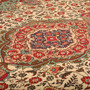 Tabriz Persian Rug 12x9 ft - Semi Antique Medallion (Toranj), Shah Abbasi Cream, Madder Red, Sage Green Hand Knotted | back view | SKU 111144