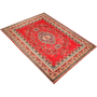 Tabriz Persian Rug 13x10 ft - Semi Antique Shah Abbasi, Medallion (Toranj) Red, Cream, Navy Blue Hand Knotted | texture detail | SKU 111146