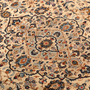 Kashan Persian Rug 11x7 ft - Semi Antique Medallion Toranj, Shah Abbasi Cream, Brown, Camel Hand Knotted | back view | SKU 111147