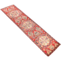 Hamadan Persian Rug 12x2 ft - Semi Antique Medallion (Toranj), Afshan (All-Over) Red, Cream, Navy Blue Hand Knotted | texture detail | SKU 111148