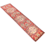 Hamadan Persian Rug 12'6" x 2'10" - Semi Antique Afshan Red, Blue Hand Knotted | texture detail | SKU 111148