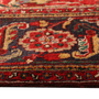 Heriz Persian Rug 12x9 ft - Semi Antique Medallion (Toranj), Shah Abbasi Madder Red, Crimson, Navy Blue Hand Knotted | side view | SKU 111149
