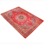Sabzevar Persian Rug 13x9 ft - Semi Antique Medallion Crimson, Beige Hand Knotted | back view | SKU 111153