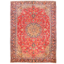 Najafabad Persian Rug 12x9 ft - Semi Antique Medallion Red, Beige Hand Knotted | front view | SKU 111155
