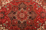 Heriz Persian Rug 9x6 ft - Semi Antique Medallion (Toranj), Shah Abbasi Madder Red, Crimson, Ivory Hand Knotted | back view | SKU 111156