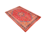 Sabzevar Persian Rug 12'10" x 9'6" - Semi Antique Medallion Crimson, Beige Hand Knotted | corner detail | SKU 111158