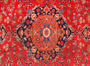 Sabzevar Persian Rug 12'10" x 9'6" - Semi Antique Medallion Crimson, Beige Hand Knotted | full view | SKU 111158