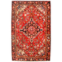 Bibikabad Persian Rug 5x3 ft - Semi Antique Medallion Toranj, Herati Mahi Madder Red, Cream, Navy Blue Hand Knotted | front view | SKU 111162