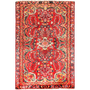 Lilihan Persian Rug 4'9" x 3'3" - Semi Antique Geometric Red, Navy Blue Hand Knotted | front view | SKU 111164
