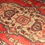 Sarab Persian Rug 13'11" x 3'3" - Semi Antique Medallion Camel, Blue Hand Knotted | back view | SKU 111168