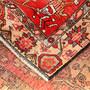 Sarab Persian Rug 13'11" x 3'3" - Semi Antique Medallion Camel, Blue Hand Knotted | corner detail | SKU 111168