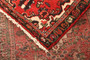 Hamadan Persian Rug 15x2 ft - Semi Antique Afshan Red, Blue Hand Knotted | detail view | SKU 111169