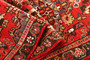 Hamadan Persian Rug 15x2 ft - Semi Antique Afshan Red, Blue Hand Knotted | pile detail | SKU 111169