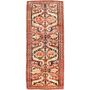 Meshkabad Persian Rug 9x3 ft - Antique Eslimi Arabesque Shah Abbasi Cream Madder Red Navy Blue Hand Knotted | front view | SKU 111170