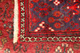 Josheghan Persian Rug 9'1" x 5'7" - Semi Antique Geometric Crimson, Navy Blue Hand Knotted | texture detail | SKU 111172