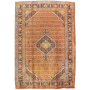 Ardabil Persian Rug 9x6 ft - Semi Antique Medallion Turquoise, White Hand Knotted | front view | SKU 111175