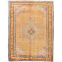 Ardabil Persian Rug 9x6 ft - Semi Antique Medallion (Toranj), Herati (Mahi) Gold, Cream, Ivory Hand Knotted | front view | SKU 111177