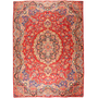Kerman Persian Rug 10'9" x 7'12" - Semi Antique Medallion Crimson, Beige Hand Knotted | front view | SKU 111181