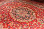 Kerman Persian Rug 10'9" x 7'12" - Semi Antique Medallion Crimson, Beige Hand Knotted | full view | SKU 111181