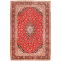 Kashan Persian Rug 9'11" x 6'7" - Semi Antique Medallion Crimson, Navy Blue Hand Knotted | front view | SKU 111182
