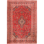 Mashad Persian Rug 9x6 ft - Semi Antique Medallion Crimson, Ultramarine Hand Knotted | front view | SKU 111184