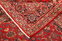 Mashhad Persian Rug 9x6 ft - Semi Antique Shah Abbasi, Medallion (Toranj) Crimson, Navy Blue, Cream Hand Knotted | texture detail | SKU 111184